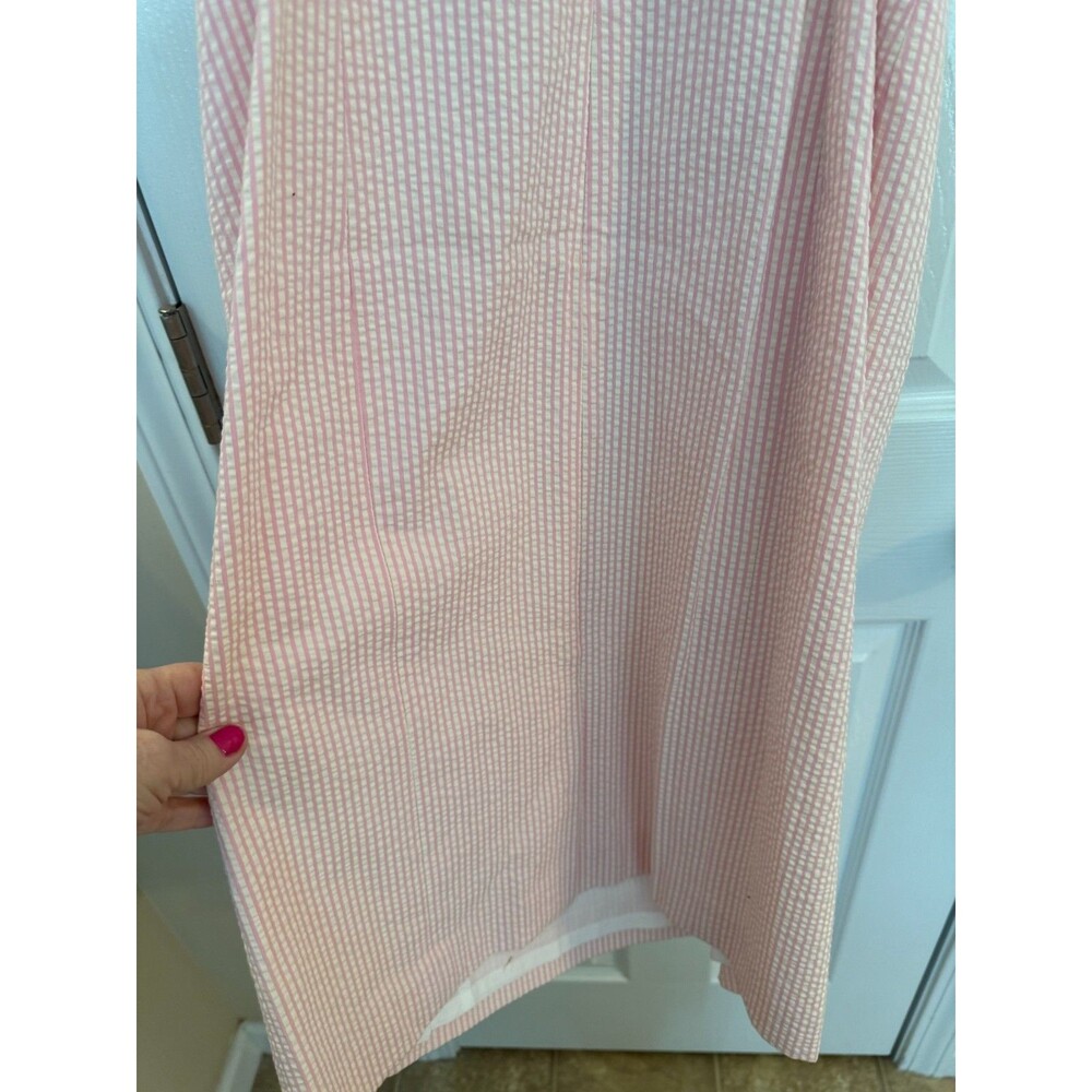 J Crew Seersucker Strapless Dress Pink White Sz 6 NWT Summer Wedding Preppy - Picture 6 of 8